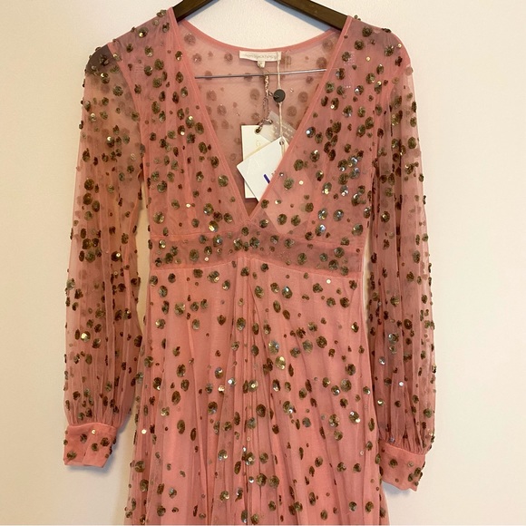 LoveShackFancy Janet Sequin-embellished Stretch-tulle Maxi Dress Bubblegum - Picture 11 of 16